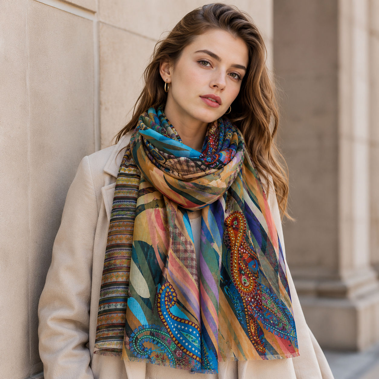 Digital Print Wool Scarf/Shawl 283